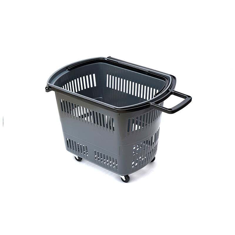 II Handles Dura Shopping manus Basket cum quattuor Rotae