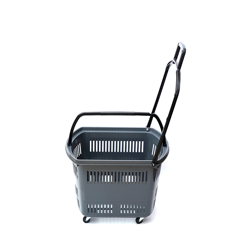II Handles Dura Shopping manus Basket cum quattuor Rotae